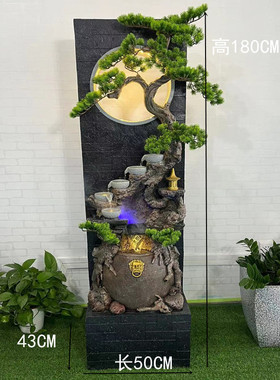 公司客厅创意流水摆件形象墙水幕墙现代简约景观店铺开业商务礼品