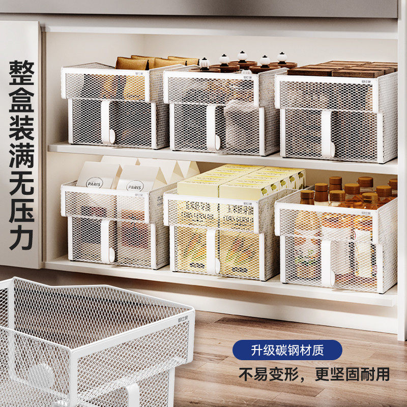 御仕滑轮吊柜收纳盒高柜带把手储物盒厨房顶柜高位整理盒收纳筐,淘宝优惠券,粉丝福利购,淘宝优惠卷