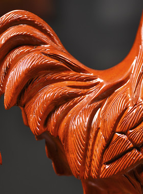 花梨木雕鸡十二生肖鸡摆件实木家居客厅电视柜装饰工艺品乔迁送礼