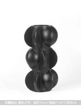 北欧简约几何形螺旋黑色抽象花瓶样板房间轻奢售楼处软装饰品摆件