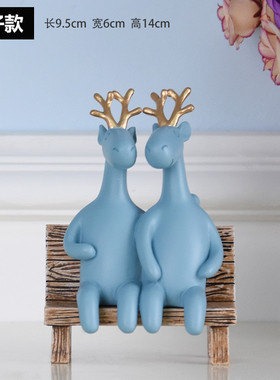 家居情侣鹿摆件客厅电视柜温馨田园摆设现代简约工艺品酒柜装饰品