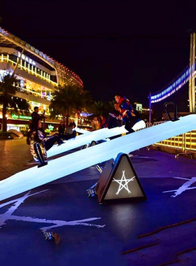 热销户外发光网红秋千互动双人儿童跷跷板广场游乐太阳能七彩景区