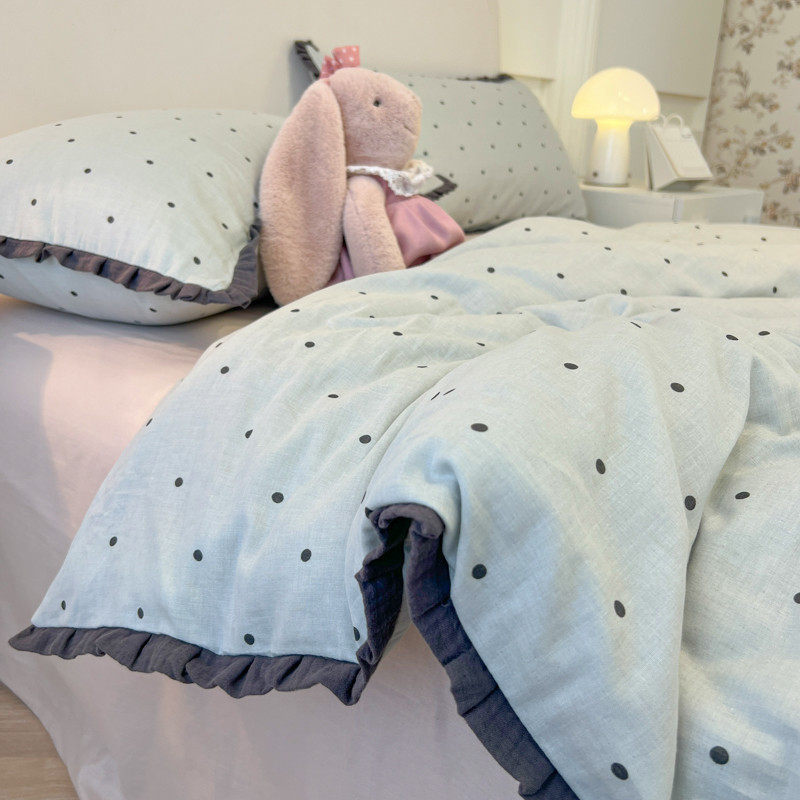 A类母婴水洗棉床上四件套少女心皱皱纱花边床单被套宿舍被罩三件,淘宝优惠券,粉丝福利购,淘宝优惠卷