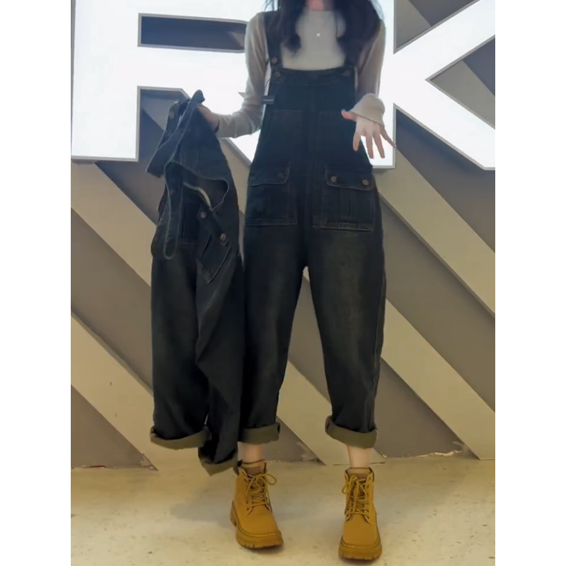 梨形身材大码牛仔背带女2024秋季新款宽松显瘦八分裤,淘宝优惠券,粉丝福利购,淘宝优惠卷