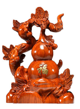 花梨实木质雕刻葫芦摆件大号红木送礼客厅玄关装饰工艺品乔迁家居