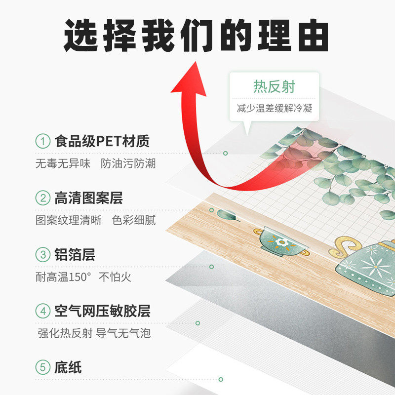 厨房防油贴纸自粘耐高温灶台水池台面墙壁防水防污橱柜瓷砖墙贴纸,淘宝优惠券,粉丝福利购,淘宝优惠卷