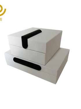 新中式样板房木质首饰盒卧室皮质首饰收纳盒客厅pu皮质摆饰品批发