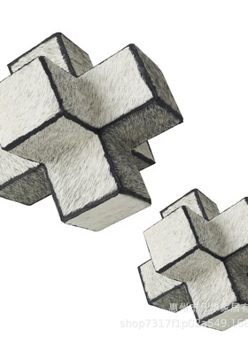 现代极简客厅茶几艺术品简约马毛几何摆件电视柜书房家居软装饰品