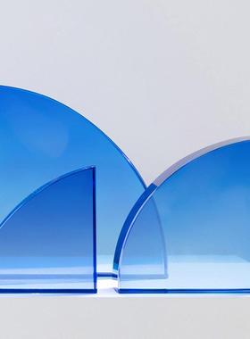 热销透明扇形水晶摆件现代简约欧式轻奢客厅玄关样板房售楼处软装