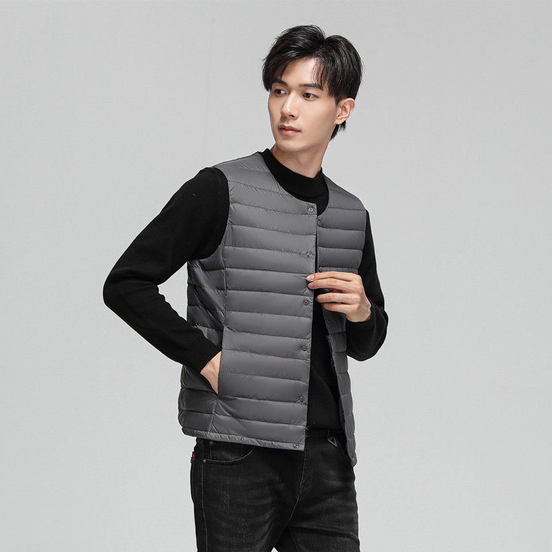 2024冬新款男圆领羽绒马甲轻薄内穿马夹短款大码保暖无领坎肩,淘宝优惠券,粉丝福利购,淘宝优惠卷