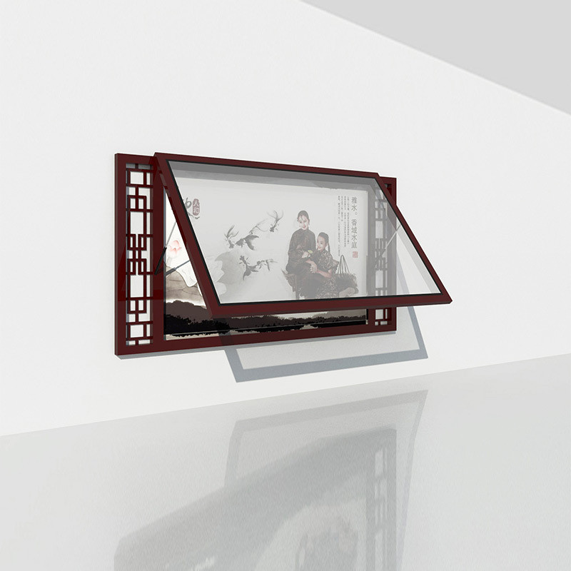 壁挂式滚动广告灯箱挂墙展示校园企业文化公示不锈钢宣传栏灯箱 - 图0
