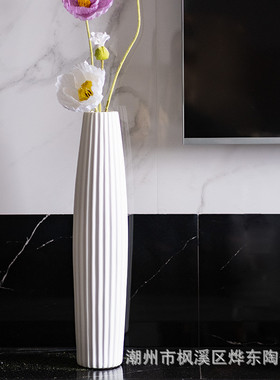 热销中古电视柜两边花瓶陶瓷摆件入户玄关插花大号落地新屋装饰花