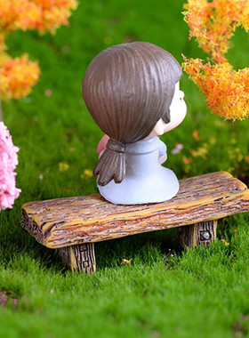 木色长凳子小椅子微景观桌面造景摆件DIY装饰树脂复古仿真木凳子