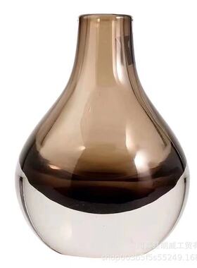 时尚简约家居装饰创意小摆件北欧玻璃花瓶半透明水滴球形彩色