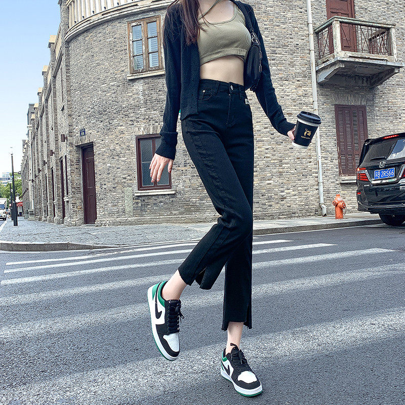 直筒女春夏季新款大码设计感开叉小个子九分百搭烟管裤,淘宝优惠券,粉丝福利购,淘宝优惠卷
