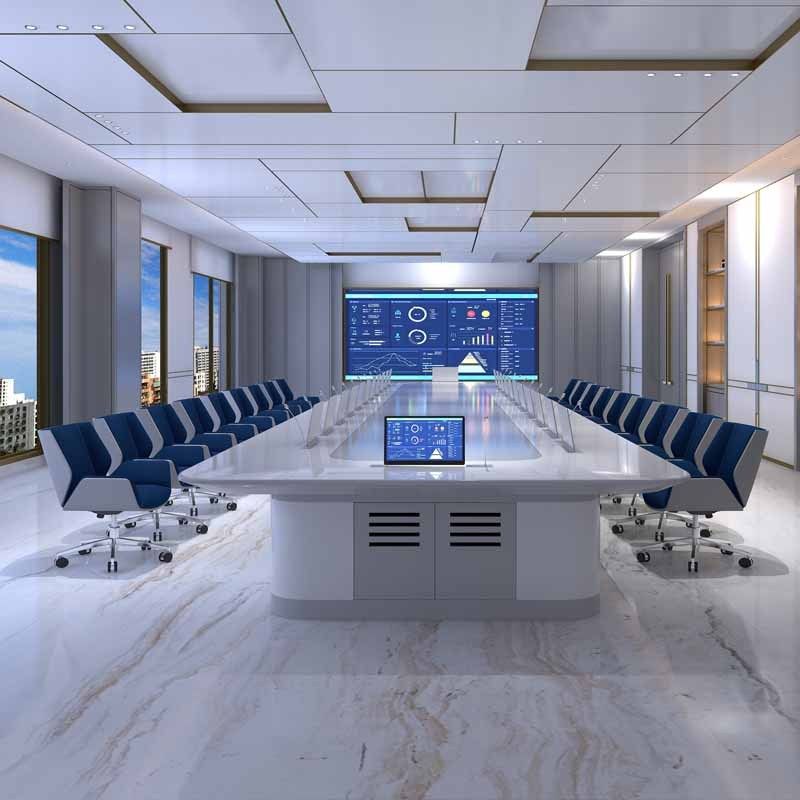 现代简约智能烤漆会议桌长桌无纸化会议系统升降屏显示器办公条桌,淘宝优惠券,粉丝福利购,淘宝优惠卷
