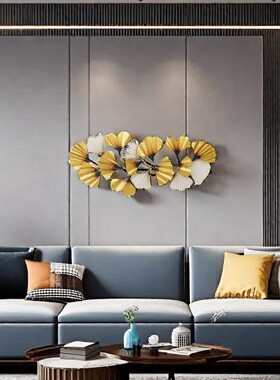 热销金属壁饰新中式客厅银杏叶玄关餐厅墙面墙壁立体墙壁挂件装饰