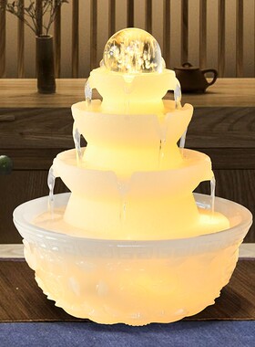 流水生财摆件聚宝盆招财喷泉发财树家庭流水聚财轮循环水小型