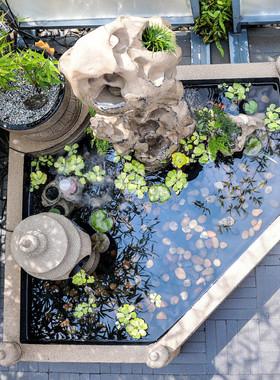 热销创意鱼池水幕瀑布墙假山流水喷泉庭院造景园林花园装饰品落地