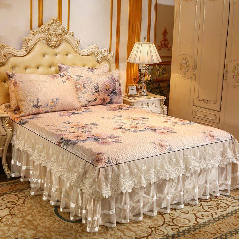 韩式蕾丝冰丝席凉席三件套夏季床罩空调软席可水洗可折叠床裙席子,淘宝优惠券,粉丝福利购,淘宝优惠卷