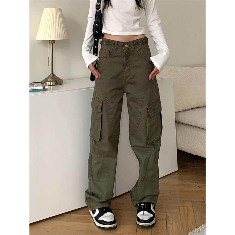 美式街头高街宽松直筒军绿色工装大码阔腿裤显瘦潮,淘宝优惠券,粉丝福利购,淘宝优惠卷