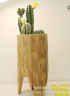 杉木落地花器绿植栽种花盆民宿客厅餐厅样板间大号日式摆件风森系