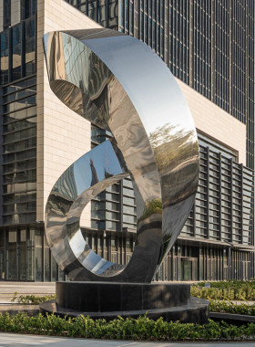 热销大型抽象景观飘带雕塑装饰户外现代酒店售楼部不锈钢异形金属