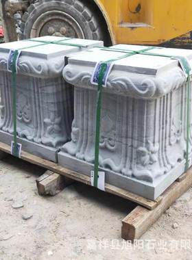 热销石雕柱墩石园林古建底座基石空心石柱墩柱柱顶石柱础石青石柱