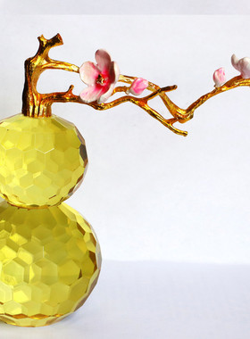 轻奢珐琅办公室水晶琉璃葫芦摆件家居饰品客厅彩玄关装饰工艺品