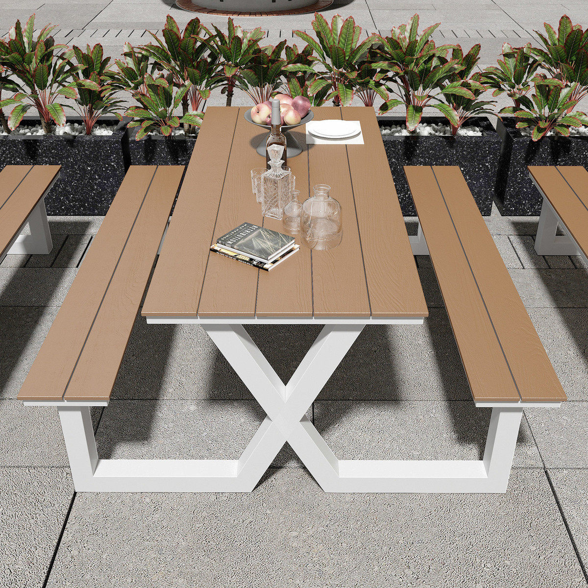 现代户外连体公园桌椅组合简约庭院坐椅室外露天长凳广场户外桌椅,淘宝优惠券,粉丝福利购,淘宝优惠卷