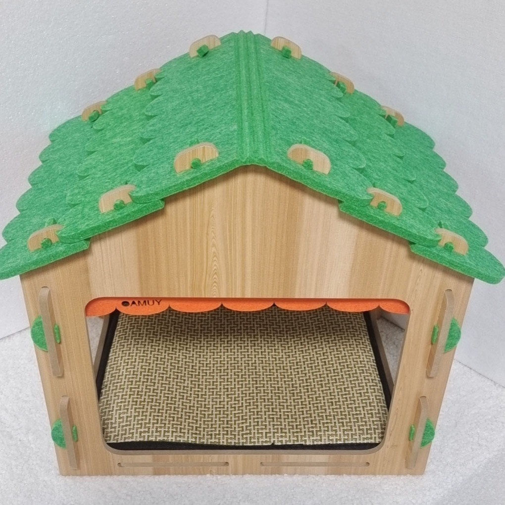 热销四季通用猫咪安全感猫窝猫房子毛毡房颜色默认驼色不含垫子 - 图1