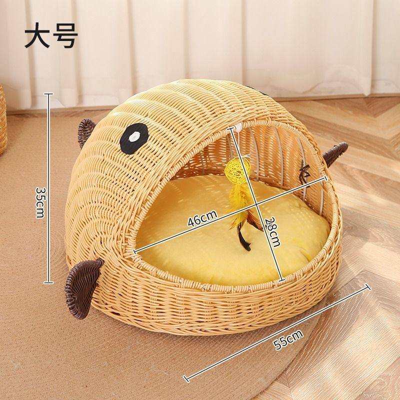 藤编四季通用夏天保暖宠物封闭式猫窝网红猫床猫咪可拆级大吊篮,淘宝优惠券,粉丝福利购,淘宝优惠卷