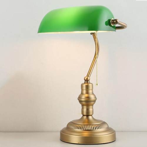 热销美式绿色复古民国银行台灯办公室装饰床头灯仿古铜色台灯厂家 - 图0