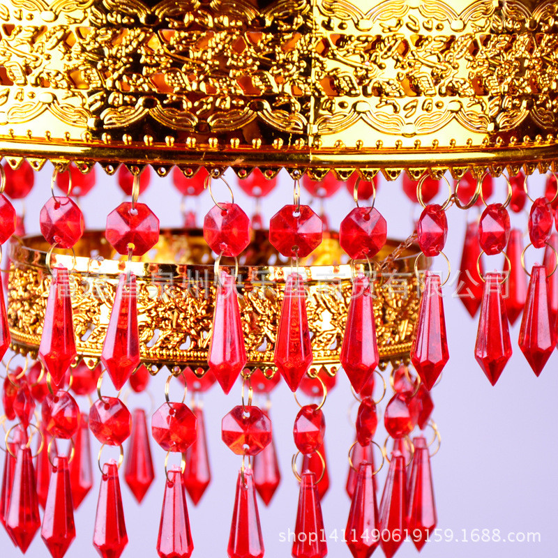 高档led360旋转水晶红灯笼吊灯户外过年结婚喜庆大门灯具 - 图1