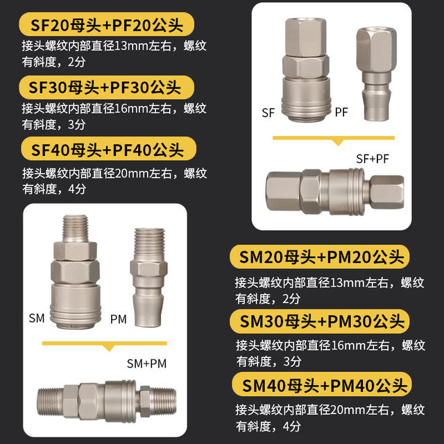 C-type self-locking quick connector male and female head tracheal quick insertion air compressor air pump air pipe docking pneumatic tool accessories