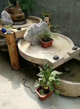 热销老旧石槽流水鱼缸小石盆庭院配景观阳台水景农村民间旧石器