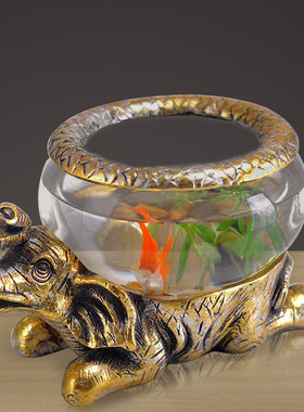 热销大象鱼缸水草缸乌龟缸客书房装饰品摆件新房装饰品酒柜酒架摆