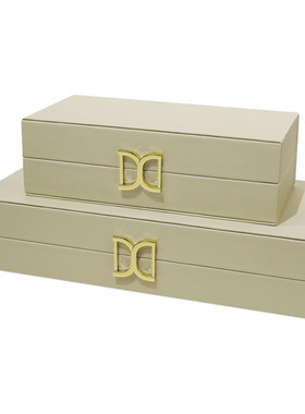 热销样板房装饰盒衣帽间妆台木质首饰收纳盒酒店展厅桌面工艺摆件