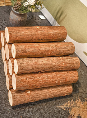 壁炉装饰木头实木树桩摆件圆木桩原木小木桩木材木柴围栏木头栅栏