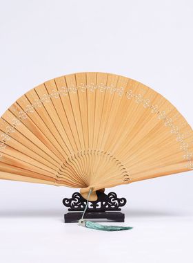 太行崖柏古风镂空中国风苏扇工艺木扇子文创礼品扇直播带货厂家直