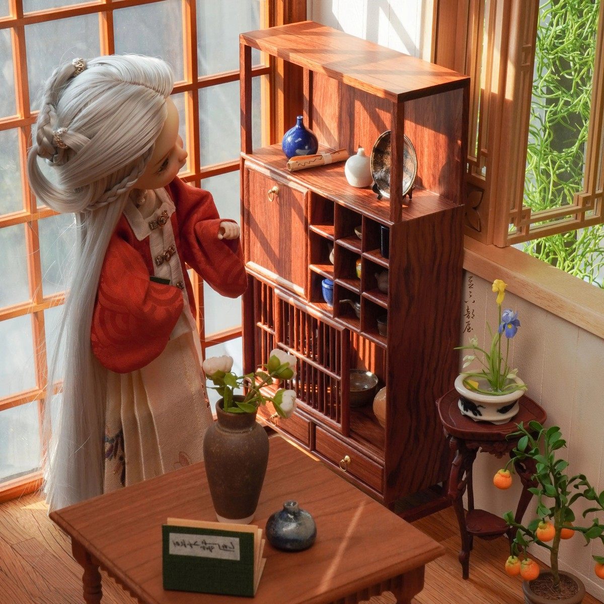 玩具】中式柜多宝阁茶边柜收纳柜 6分娃屋迷你微缩摆件家具模型,淘宝优惠券,粉丝福利购,淘宝优惠卷