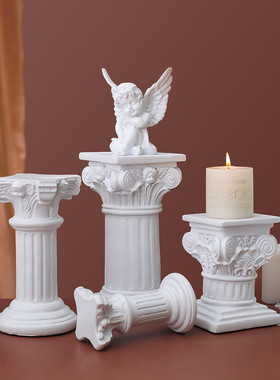 北欧复古罗马柱烛台底座柱子拍照道具背景家居桌面装饰品摆件静物