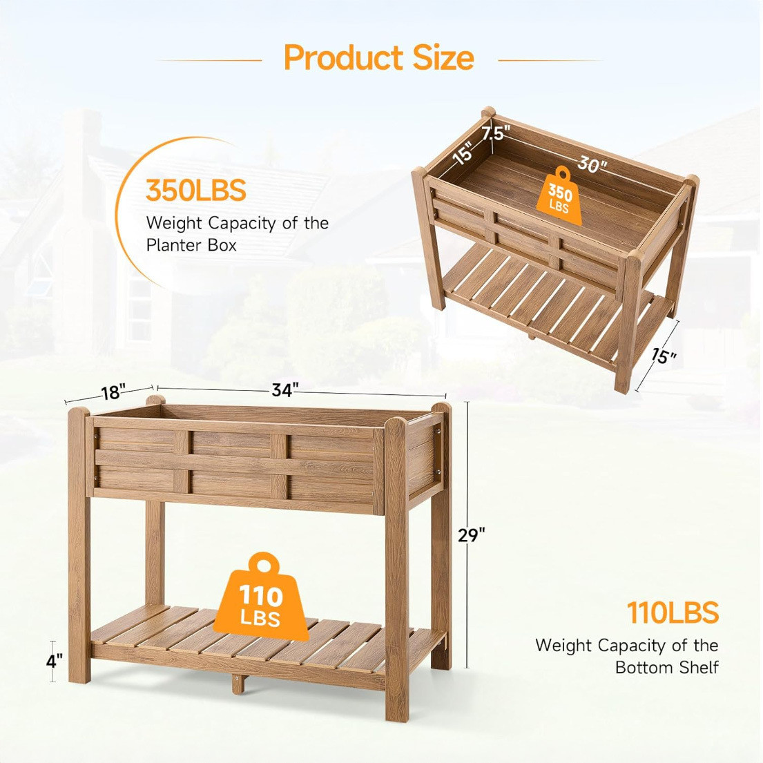 实木花盆架木制户外蔬菜可移动家庭种植园阳台花卉花架种植箱 - 图0