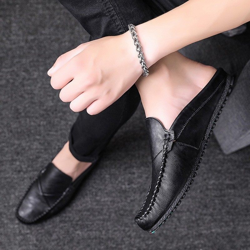 豆豆鞋2025年新款男士半拖鞋夏季透气懒人鞋一脚蹬包头无后跟皮鞋,淘宝优惠券,粉丝福利购,淘宝优惠卷