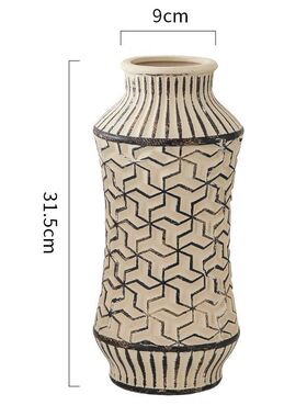 复古中国风做旧简约创意手工陶瓷新中式高档花瓶家居客厅仿古摆件