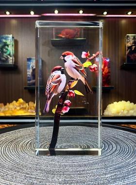 公司办公室新款水晶砖居家玄关造景动物装饰品客厅装饰品摆件观赏