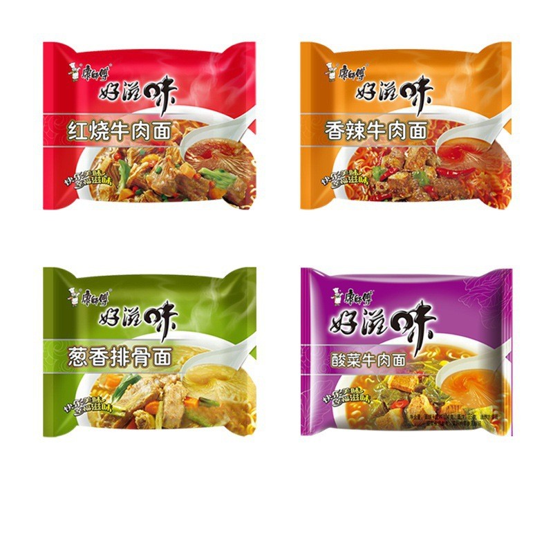 新货康师傅好滋味方便面袋装五连包 红烧牛肉面葱香排骨面香辣牛 - 图3
