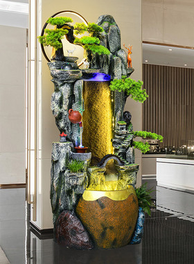 热销流水摆件造景鱼缸加湿器玄关隔断客厅阳台装饰假山瀑布喷泉循