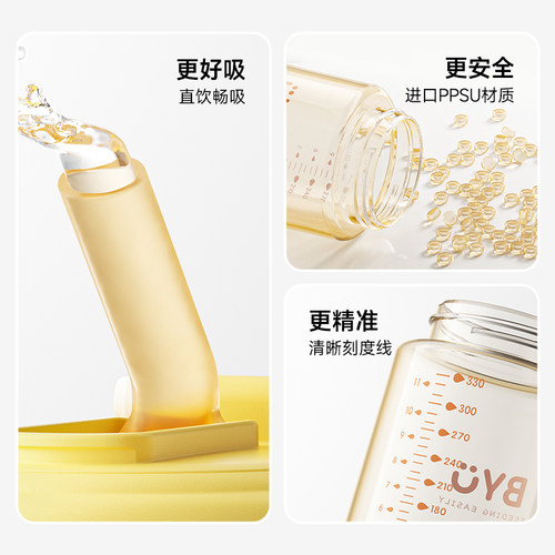 百优儿童水杯PPSU直饮杯大宝宝吸管奶瓶防摔幼儿园儿童便携学饮杯 - 图2