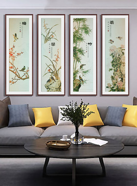 四君子梅兰竹菊铜雕画师傅手工雕刻热印办公装饰挂画书房画